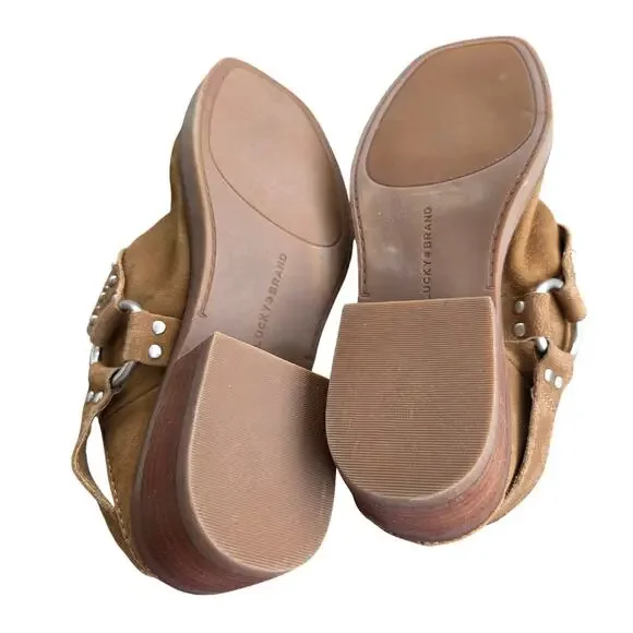 Lucky Brand Kalv Studded Leather Mules Dark Natural Size 7.5 - Picture 6 of 7